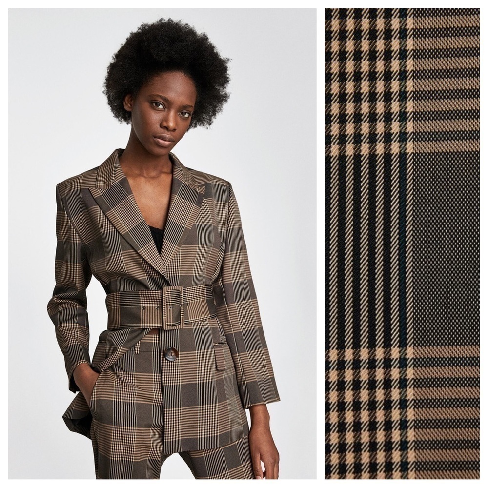NWT. Zara Checked Blazer. Size S.